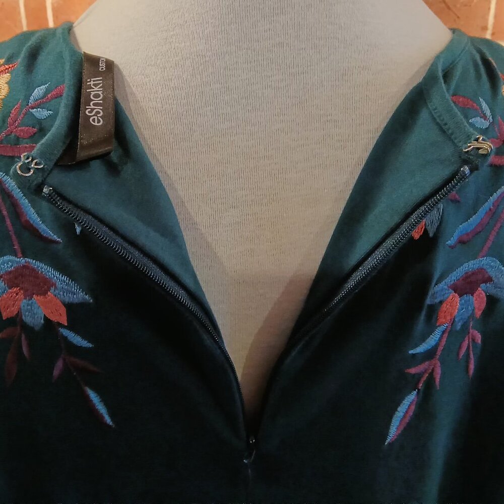 Eshakti Womens Unique Hand Made Floral Embroidered Pocketed Drop Waist Dress 🌷 - Picture 14 of 16